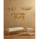 5 light gold eucalyptus leaf and branches contemporary rectangular chandelier