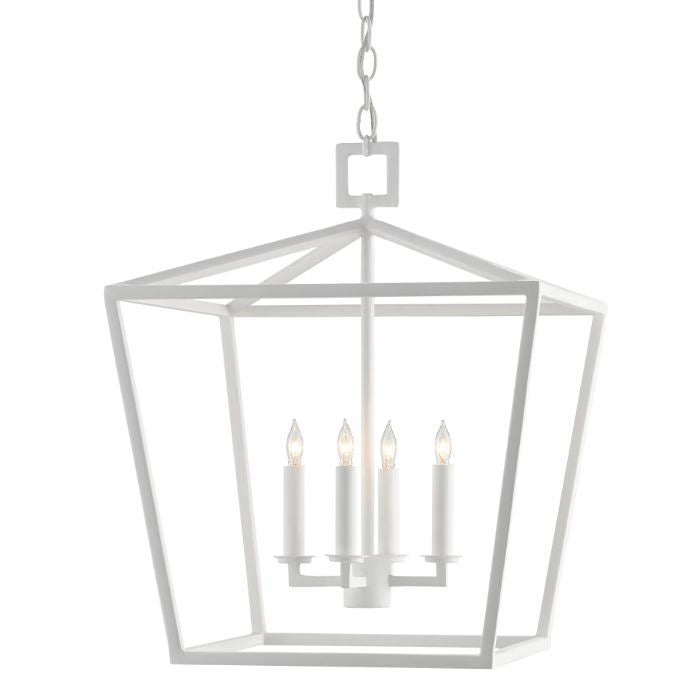 Classic all-white 4 light wrought iron hanging lantern
