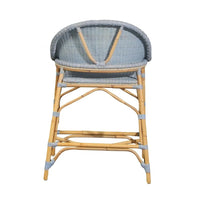 Unique light blue and tan wood stool