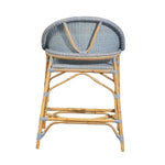 Unique light blue and tan wood stool