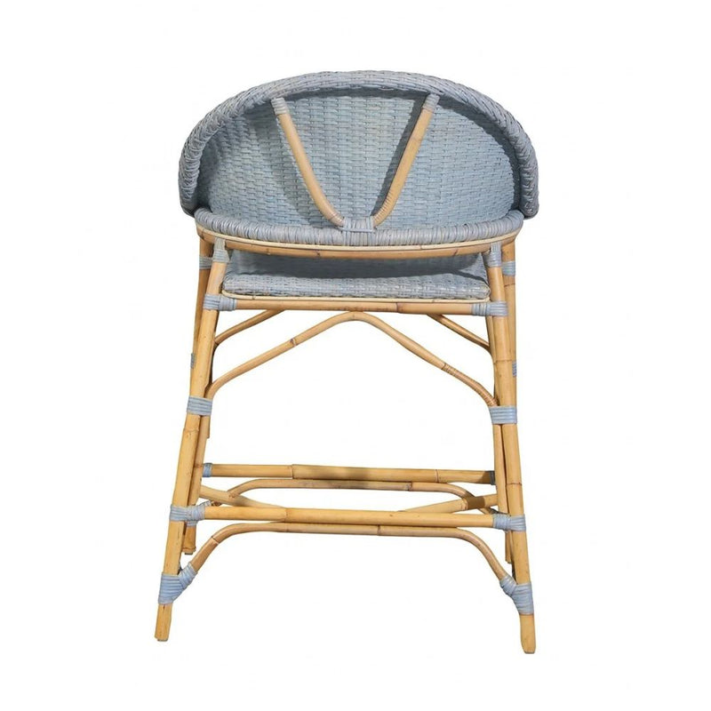 Unique light blue and tan wood stool