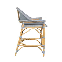 Unique light blue and tan wood stool