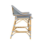 Unique light blue and tan wood stool
