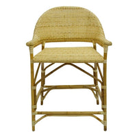 counter stool natural rattan back arms