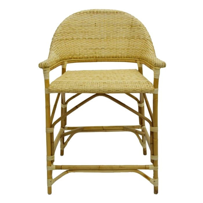 counter stool natural rattan back arms