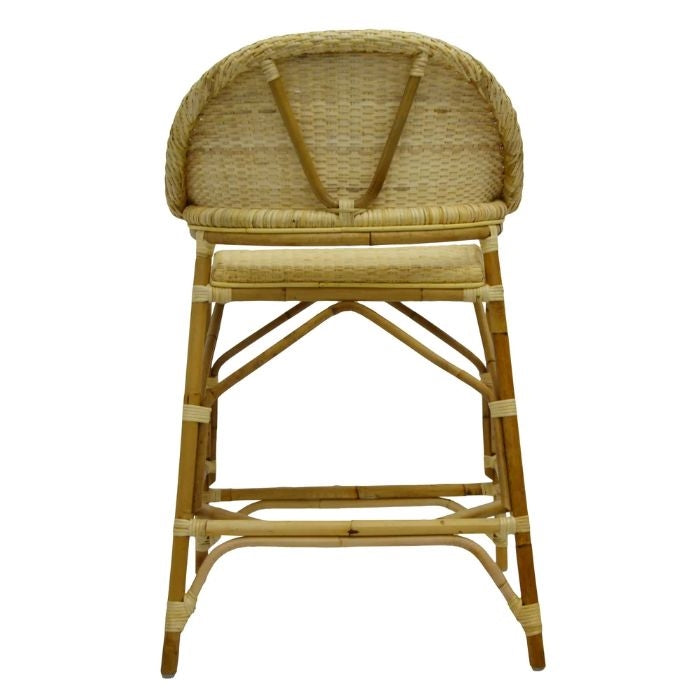 counter stool natural rattan back arms