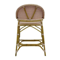 counter stool blush pink rattan back arms