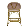counter stool blush pink rattan back arms