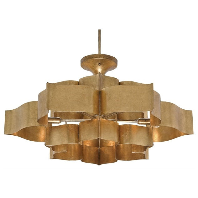 lotus shaped 6-bulb antique gold leaf chandelier
