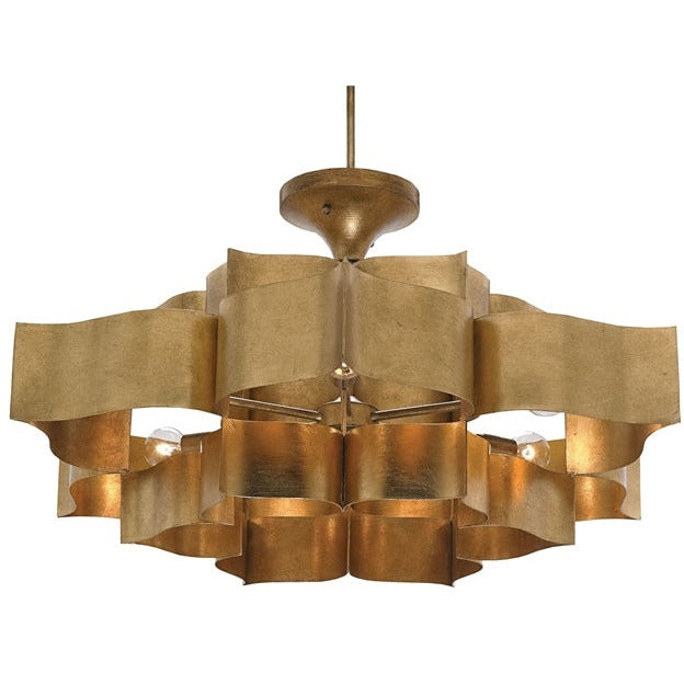 lotus shaped 6-bulb antique gold leaf chandelier
