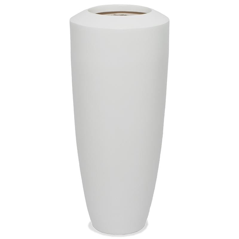 satin white planter oversized fiberglass