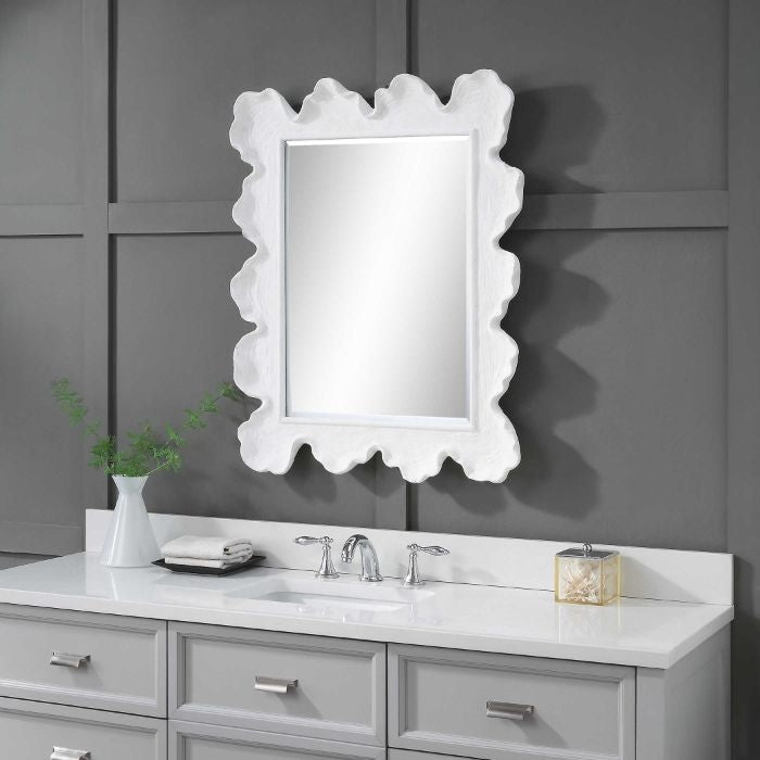 white sea coral frame rectangle mirror