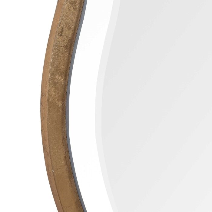 scalloped edge gold wood round mirror beveled