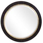 round mirror bevel black mirror tile brass finish frame