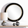 round mirror bevel black mirror tile brass finish frame