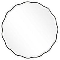 round wall mirror black frame waved shape