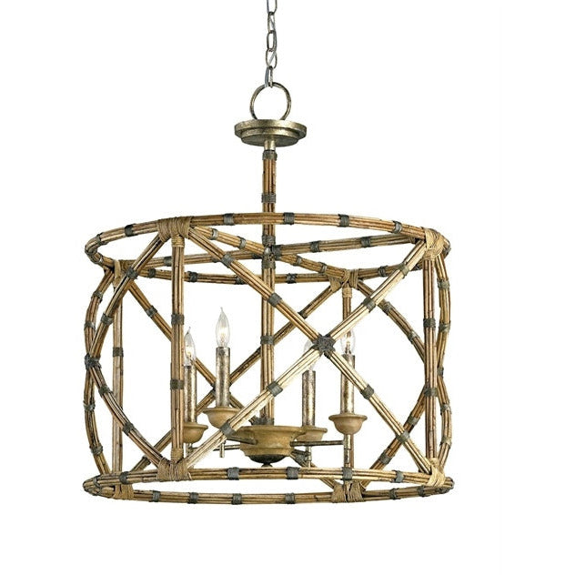 natural wood bronze 4 bulb circular open ceiling lantern