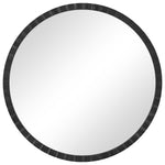 round wall mirror matte black iron frame industrial