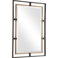 rectangle wall mirror double iron frame bronze gold