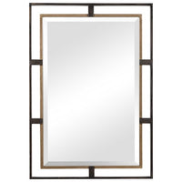 rectangle wall mirror double iron frame bronze gold