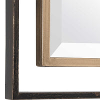 rectangle wall mirror double iron frame bronze gold