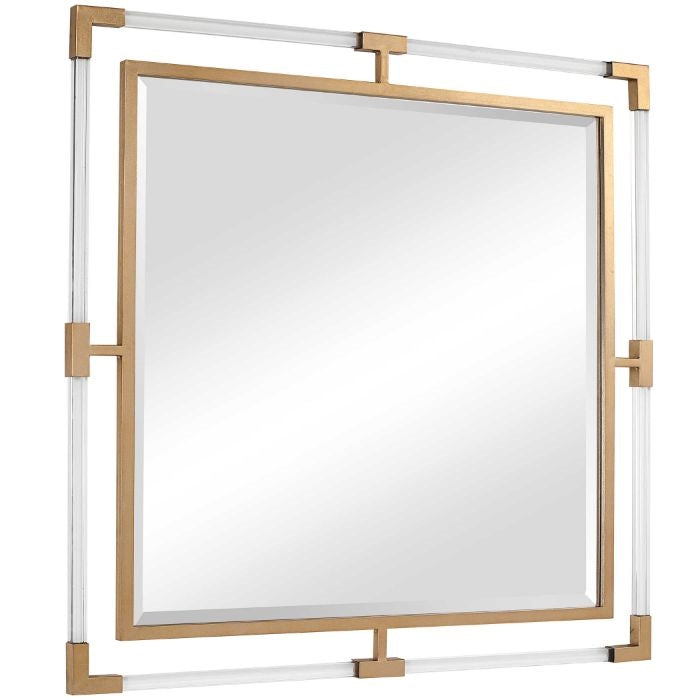 square mirror beveled iron gold leaf clear acrylic