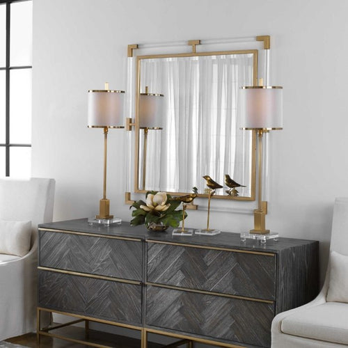 square mirror beveled iron gold leaf clear acrylic