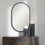 oval wall mirror black frame