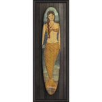 Spicher & Company coastal wall art  surfboard mermaid vintage wood slats frame glass vertical