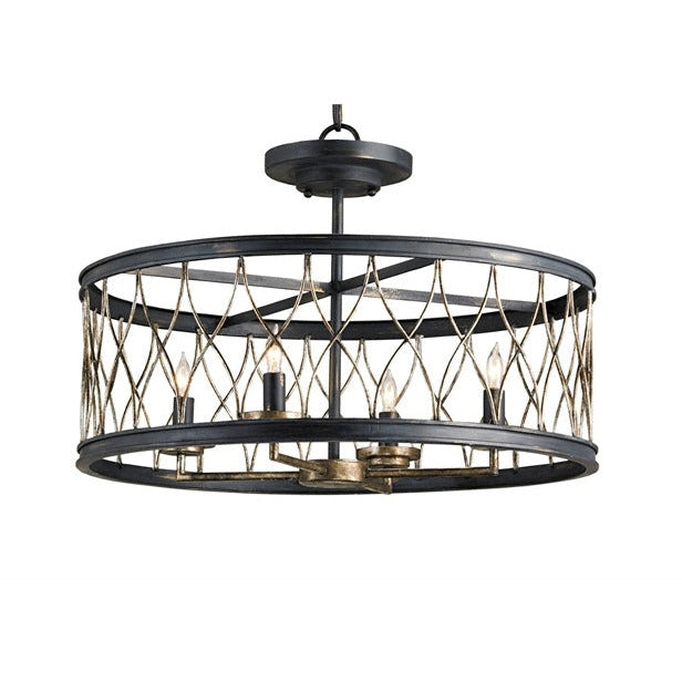 wrought iron black bronze crisscross 4 bulb pendant light