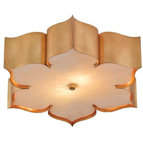 lotus shaped antique gold leaf acrylic diffuser flush mount ceiling light