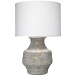 gray table lamp concrete-like texture ceramic white linen drum shade
