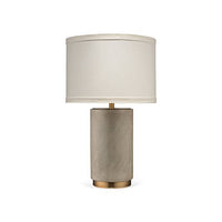 gray table lamp linen shade metal antique brass