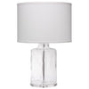 clear table lamp white linen shade neutral