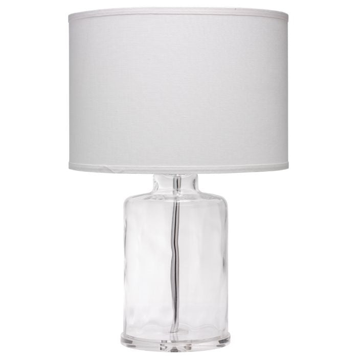 clear table lamp white linen shade neutral