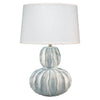 white blue ripples gourd shape table lamp glazed texture white linen shade