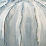 white blue ripples gourd shape table lamp glazed texture white linen shade