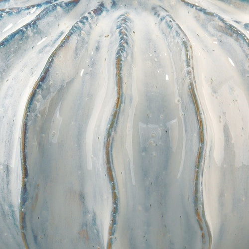 white blue ripples gourd shape table lamp glazed texture white linen shade