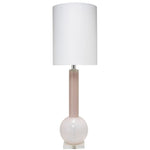 tall light pink glass table lamp contemporary modern white linen thin drum shade