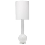 tall white glass table lamp contemporary modern white linen thin drum shade