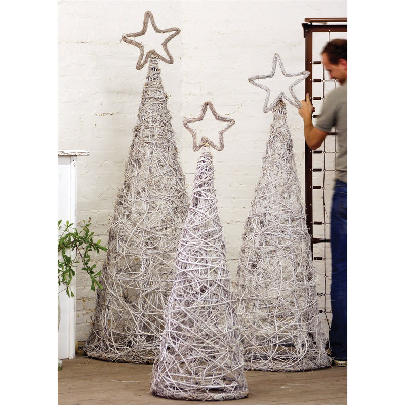 White-Washed Giant Twig Topiaries Set (3) - Unique Christmas Decor