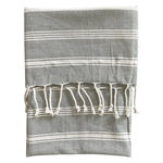 throw fringe gray white stripes