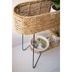 plant stand long oval large seagrass shelf