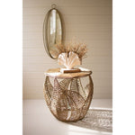 fern detail seagrass side table round