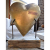 Unique Metal Heart on Wooden Base - Heureux Pour Toujours