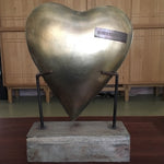 Unique Metal Heart on Wooden Base - Heureux Pour Toujours
