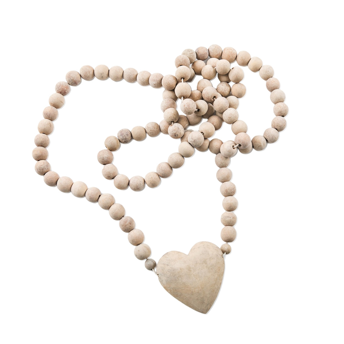 Prayer Beads Decor- Patina Heart with Natural Beads 72 — sweet gumball