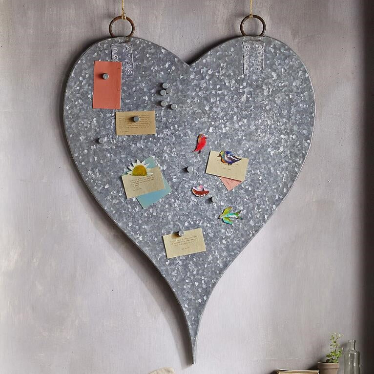 silver metal galvanized heart magnet board magnets
