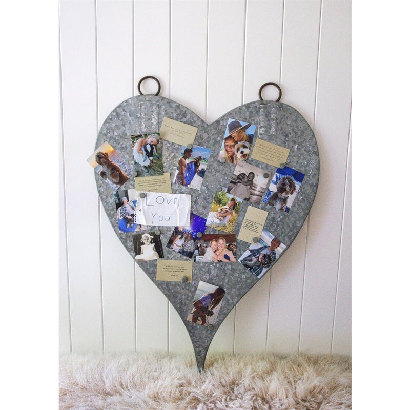 silver metal galvanized heart magnet board magnets