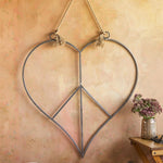 hanging metal jute sign heart